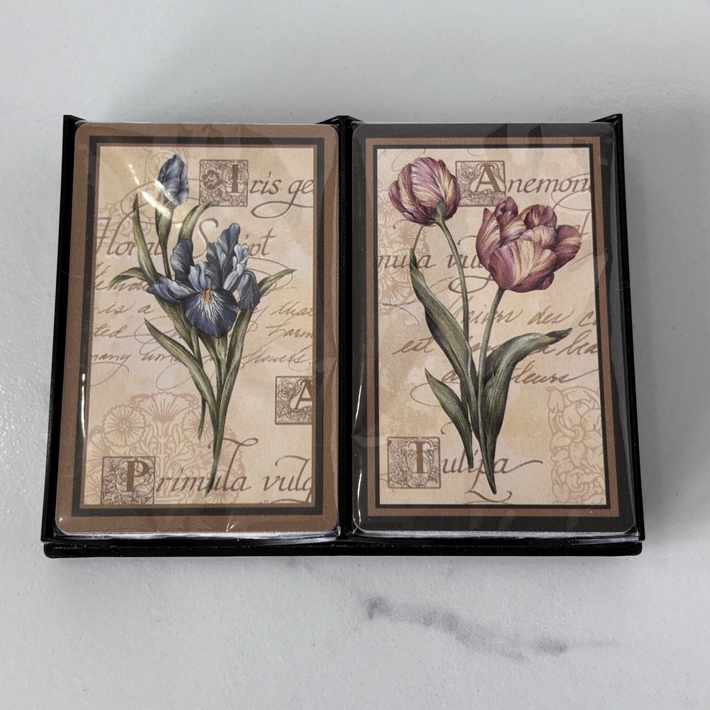 Style & Papier - Tulip & Iris Floral Playing Cards Vintage Bkgrd Sealed Bridge - Picture 5 of 9